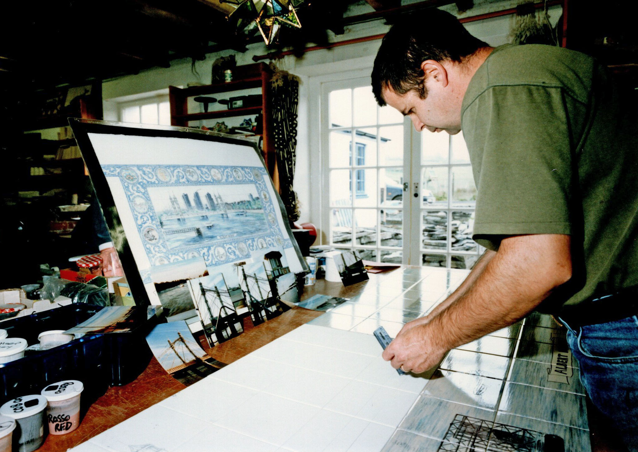 Ed working on Albert Bridge tile panel
