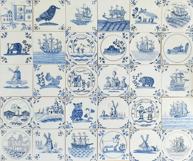 Patchwork of Delft tiles